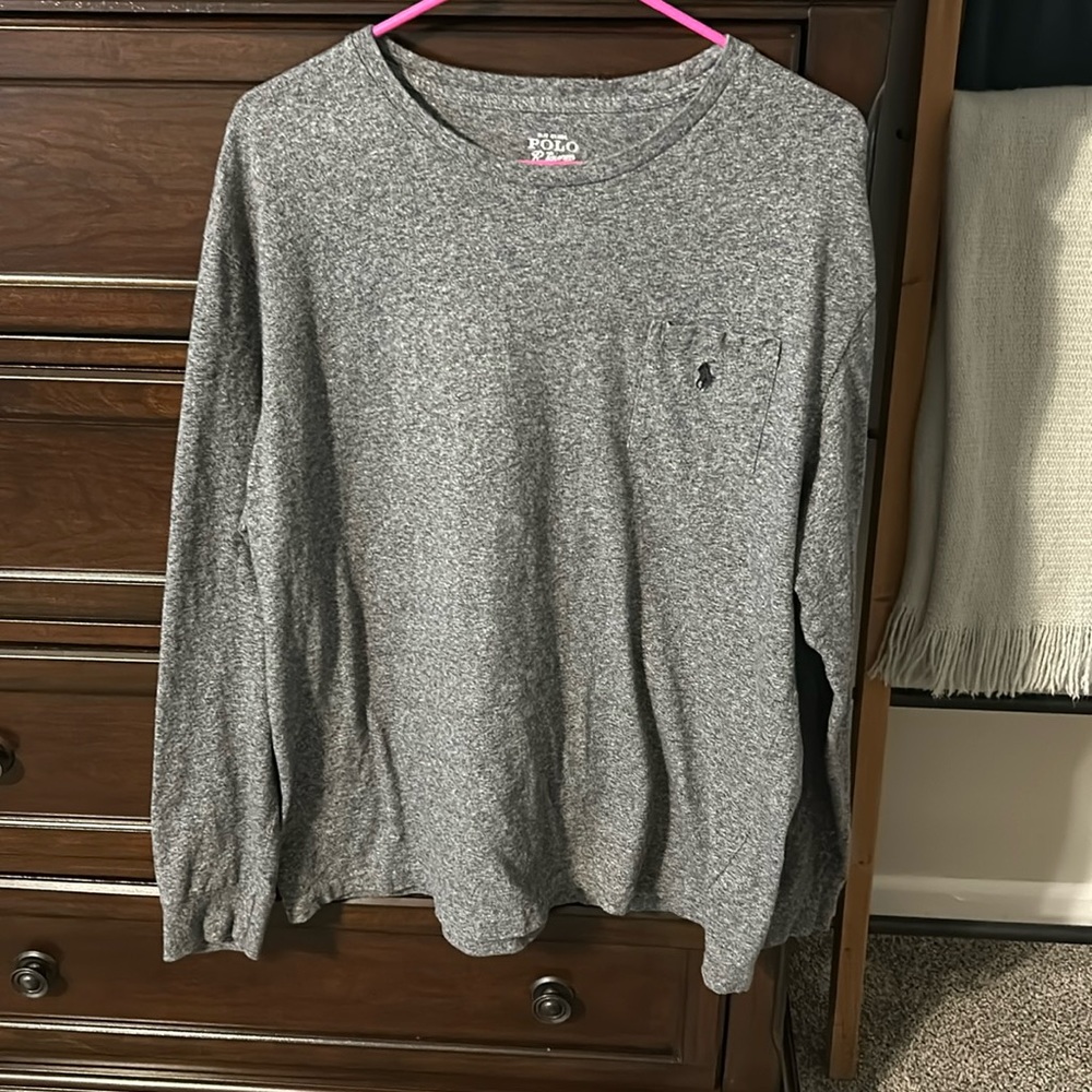 POLO Ralph Lauren men’s dark heather gray long sleeve shirt- size large